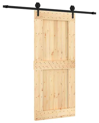 Produktbild von vidaXL Schiebetür Natürlich und Schwarz 90 x 210 cm Massivkiefer