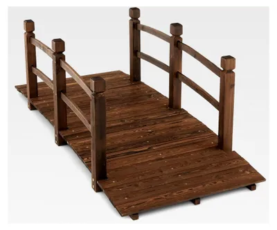 Produktbild von Gartenbrücke aus Fichtenholz mit Geländer, stabile Teichbrücke bis 150 kg belastbar, 171,5 × 75,5 × 58 cm, begehbare Zierbrücke für Garten, Teich und Bach