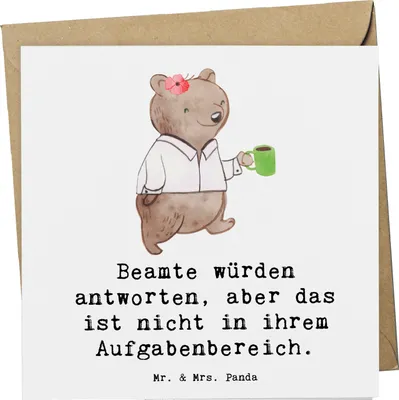 Produktbild von Mr. & Mrs. Panda doppelkarte Beamtin Humor - Weiß - Geschenk, Spruch, Hingabe, Beruf, Berufsprodukte, kreative Geschenke, Klappkarte, für Berufstätige, faltkarte, Freude
