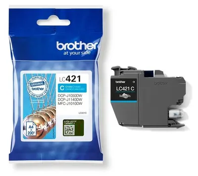 Zdjęcie produktu dla Brother LC421C, Cyjan, 1 szt., 200 stron(y), Jednopak