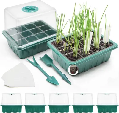 Obrázek produktu pro Vnitřní skleník plantážník box s rostlinnými světly 5 kusů 60 buněk mini skleník rostoucí sada s časovým regulátorem nastavitelným jasem