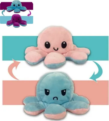 Produktbild von XL Oktopus plüsch zum Wenden, 20x10cm Tintenfisch stimmungs kuscheltier Octopus kuscheltier
