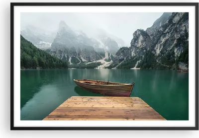 Produktbild von Gerahmtes Poster - Schwarzer Rahmen - Berge See Boot - 91,5x61 cm - Wand Bild - Wanddeko - Wandbilder - Kunstposter - Wandposter - Bilderrahmen - Bilder - Kunstdruck - Wandbild - P2BAA91x61-3978
