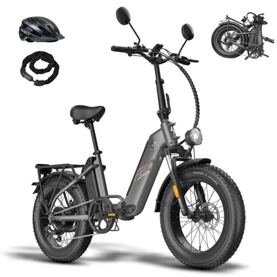 Produktbild von Motorrad Faltbares 20 Zoll Max 45 km/h 500 W Akku 48 V 24 Ah bis zu 120 - 150 km Wasserdicht IPX4 Motorräder, Grau