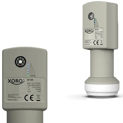 Produktbild von XORO SF 200 digitaler TWIN Universal LNB integrierter SAT-Finder ideal für Camping, schnelle & einfache Ausrichtung, Signalstärkeanzeige direkt am LNB