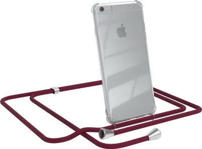 Produktbild von EAZY CASE Handykette kompatibel mit Apple iPhone 6 / 6S, Handyhülle mit Umhängeband, Handykordel, Schutzhülle Clear, Band in Rot
