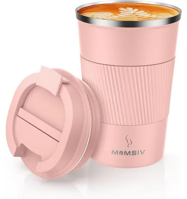 Productafbeelding van Thermobeker, isolerende beker, 380 ml, antislip, roestvrij staal, lekvrij, paars, roze