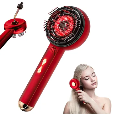 Produktbild von Haarbürste, Haarkamm Elektrische Kopfhaut Mas-sage Bürst, Kopfmassagegeräte, Infusionskamm, EMS Massage, Förderung der Aufnahme der Essenz, rot