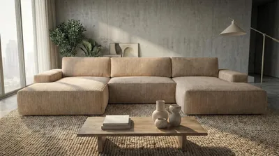 Produktbild von Ecksofa EINAR mit Schlaffunktion, Bonellfederkern und Bettkasten, Farbe: Beige
