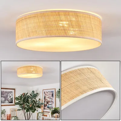 Produktbild von Salzano Deckenlampe aus Metall/Papiergeflecht/Kunststoff in Naturfarben/Weiß