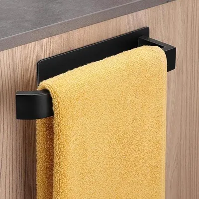 Immagine prodotto di Portasciugamani autoadesivo in acciaio inossidabile nero opaco, 24 cm, per bagno