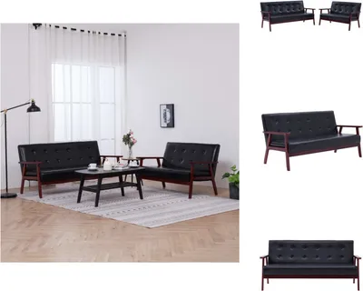 Image de vidaXL Ensemble de canapés 2 pièces noir similicuir - Canapés