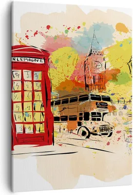 Produktbild von Bild auf Leinwand - Leinwandbild - Einteilig - London Bus - 50x70cm - Wand Bild - Wanddeko - Wandbilder - Leinwanddruck - Kunstdruck - Wanddekoration - Leinwand bilder - Wandbild - PA50x70-3920