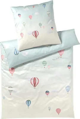 Produktbild von elegante Bettwäsche-Garnitur Mako-Satin Balloon Farbe Hellgrün-Natur Größe 135x200+80x80