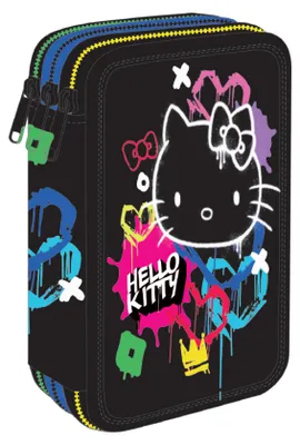 Zdjęcie produktu dla Piórnik potrójny z wyposażeniem Hello Kitty Jumper 3 Black Neon