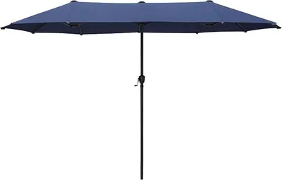 Imagen del producto de Sombrilla rectangular grande de 380x200 cm para jardín o terraza. Sombrilla con manivela, protección UV, resistente al viento