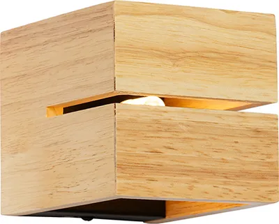 Produktbild von QAZQA - Landhaus I Vintage Ländliche Wandleuchte aus Eichenholz 9,7 cm – Transfer Groove I Wohnzimmer I Schlafzimmer - Quadratisch - LED geeignet G9