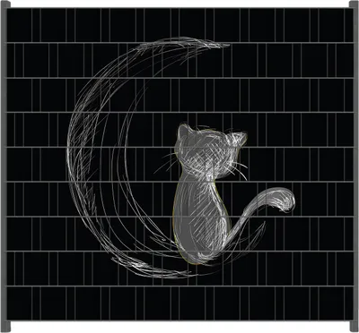 Produktbild von Wallario Zaunsichtschutz mit Motiv Katze sitzt auf dem Mond - illustriert in weiß auf schwarz für Ein- und Doppelstabmatten Zäune in der Größe 200 x 180 cm