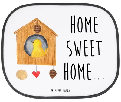 Produktbild von Mr. & Mrs. Panda Sonnenschutz Auto Vogelhaus Home - Weiß - Geschenk, Vogel, Hitzeschutz, Haus, Seitlicher, Einzugsgeschenk, Sonnenblende, Lustige Sprüche, Umzug