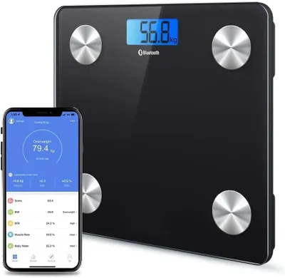 Produktbild von Körperfettwaage, Personenwaage, Digitalwaage, Personnen Körperwaage, Bluetooth Analysewaage für Körperfett, BMI, Gewicht, Muskelmasse