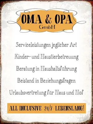 Produktbild von vianmo Holzschild 40x30 cm Oma Opa GmbH 24/7 lebenslang