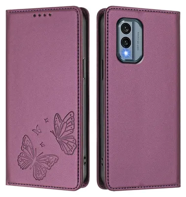 Obrázek produktu pro Kožené pouzdro pro Nokia X30, motýlí ražbou, peněženkové flip pouzdro se stojánkem Fialová