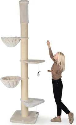 Produktbild von HAPPYPET Kratzbaum 'Leonardo' Grosse Katzen Stabil XXL Deckenhoch, 250 bis 275 cm - 18 cm Dicke Stämme, Katzenkratzbaum für Maine Coons & Ragdolls