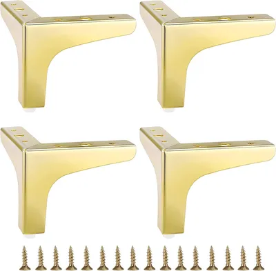 Produktbild von Set mit 4 modernen goldfarbenen Metall-Möbelfüßen, 10 cm, 4 Stück moderne Möbelfüße, Sofa- und Möbelfüße, Ersatzfüße