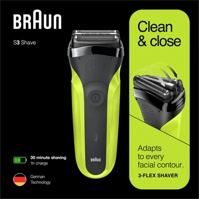 Immagine prodotto di Braun Series 3 300 Rasoio Elettrico Barba, Nero/Verde Elettrico