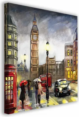 Zdjęcie produktu dla OBRAZ NA PŁÓTNIE 108 Wieczór w Londynie 60x60cm
