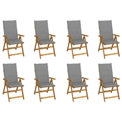 Image de Chaises pliables de jardin avec coussins lot de 8 Bois d'acacia