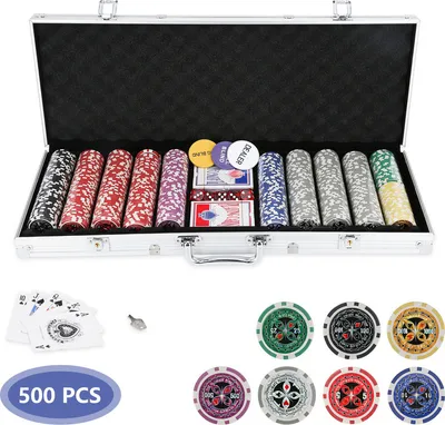 Image de 500 jetons de poker Mallette de poker Set de jeuMallette de poker avec étui en aluminium Argent