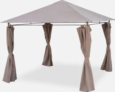 Produktbild von sweeek - Pavillon 3 x 3 m - Laube mit Vorhängen - Taupe