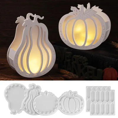 Productafbeelding van Siliconenmal voor herfst en Halloween, 3D-gipsvorm van een pompoen voor knutselen, siliconenmal voor het maken van pompoenen voor decoraties voor de herfst en Halloween