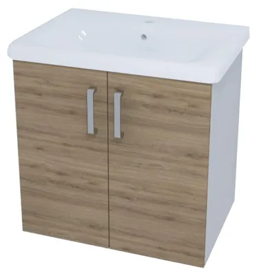 Productafbeelding van Kolpa EVELIN kast met wastafel, model OUE 65, kleur grijs/eikenhout