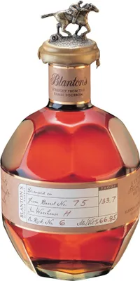 A bottle of Blanton's Straight from the Barrel Kentucky Bourbon.