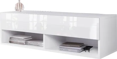 Immagine prodotto di MINIO go for it, mobile TV "ANNE", lavagna bassa, 100 cm, in piedi, sospeso, con illuminazione a LED, colore bianco opaco / bianco lucido