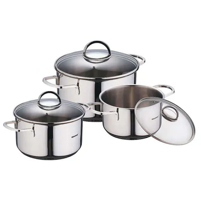 Produktbild von Bergner Induktion Edelstahl Kochtopf-Set Töpfe Deckel 6-tlg BG-6284