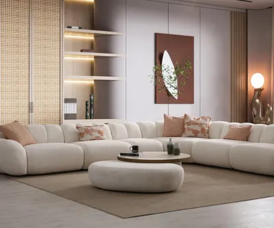 Immagine prodotto di Set da salotto moderno tavolino e sgabello di design 2 pezzi