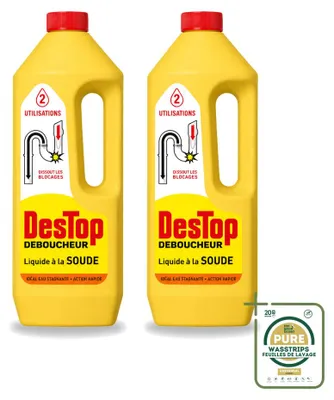 Produktbild von 2 x Destop Soda-Abflussreiniger - flüssig - 1 l - Vorratspackung - 2 Stücke
