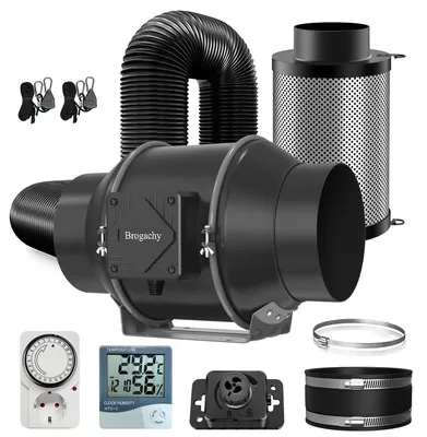 Produktbild von Rohrventilator Abluftventilator - 150 mm - 688 m³/h - Mit Drehzahlregler und Aktivkohlefilter - Für Küche und Keller