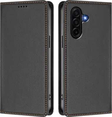 Produktbild von Handyhülle für Samsung Galaxy A57, Kunstleder Klapphülle Stoßfeste Magnetische Hülle mit Ständer Schwarz