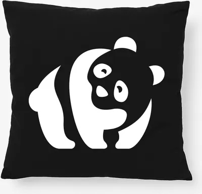 Produktbild von Huuraa Kissen Panda Silhouette 40x40cm mit Füllung Black Baumwolle Dekokissen Geschenkidee