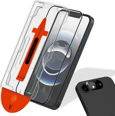 Zdjęcie produktu dla 1-pak iPhone 16E Szkło ochronne na ekran & 1-pak ochrona obiektywu - Szkło hartowane | [Automatyczna instalacja] - Bez bąbelków