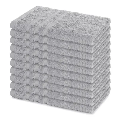 Produktbild von Lavea® 10er Set Gästehandtücher 30x50 cm, 100% Baumwolle Frottee, weich & saugstark, Serie Elena, 60 °C waschbar, Silber