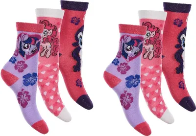 Produktbild von My Little Pony 6er Pack Socken mit Pinkie Pie, Rarity, Twilight Sparkle 31/34