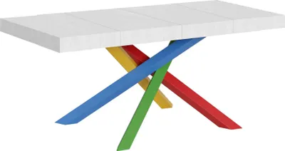 Produktbild von Ausziehbarer Tisch 90x140/244 cm Volantis Premium Weiß Esche Gestell 4/B