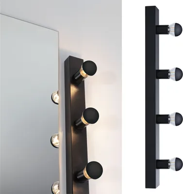 Image de Set lampe de miroir Regula II incl. ampoule 4-flamme IP44 E14 2700K 4x470lm 230V 4x4,5W dimmable noir, miroir de tête noir mat