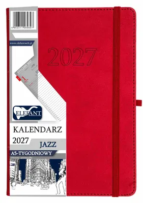 Zdjęcie produktu dla Kalendarz książkowy Jazz 2027 A5 tygodniowy czerwony