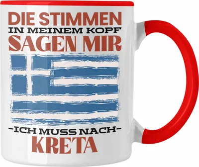Produktbild von Trendation - Kreta Tasse Urlaub Heimat Geschenk Spruch Griechenland Geschenkidee (Rot)